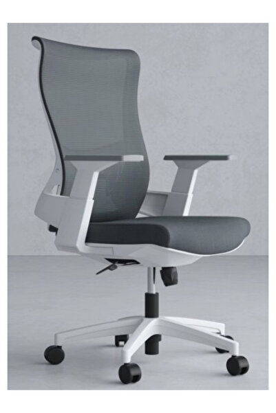 Traffic Chairs White and gray mid-back swivel chair