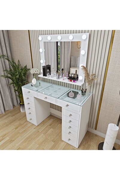 ASES MAKYAJ MASASI AYNALI VE IŞIKLI MODERN MODEL