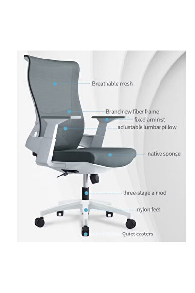 Traffic Chairs White and gray mid-back swivel chair