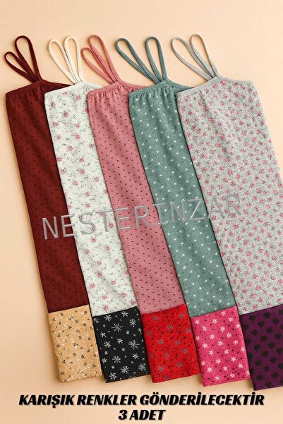 nesterinzar Women's Mixed Color Patterned String Strap 3-Piece Tank Top