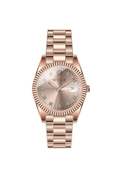 Welar Wel5234-5 Rose Dial and Rose Plated Band Stainless Steel Women's Wristw...