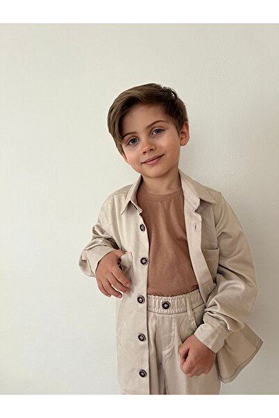 Pollito Boy's Cotton Shirt T-shirt Trousers 3-Piece Bottom Top Set