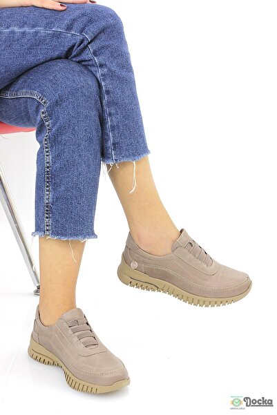 Mammamia Kadın Günlük Spor Tarz Ortopedik Hakiki Deri Bağcıksız Ayakkabı M26/...