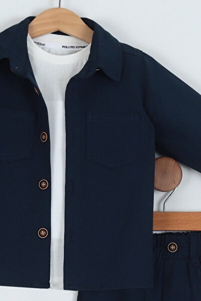 Pollito Βαμβακερό πουκάμισο για αγόρι T-shirt Παντελόνι 3 τεμαχίων στο κάτω μέρος