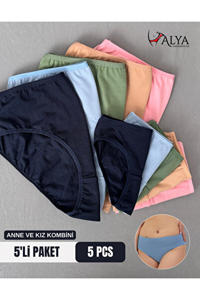 ALYA UNDERWEAR Mother Daughter Matching Cotton Panties - Slip Fit - Dark Colors 5-Piece Pack