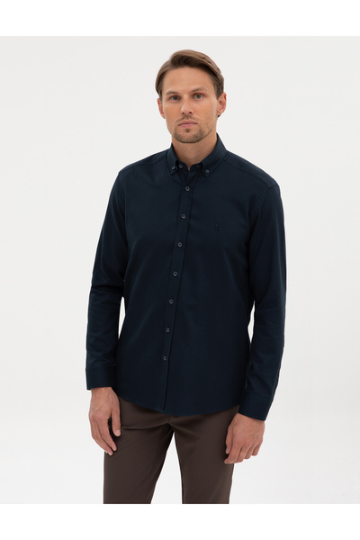 Pierre Cardin Lacivert Regular Fit Uzun Kollu Gömlek 50316736-VR033