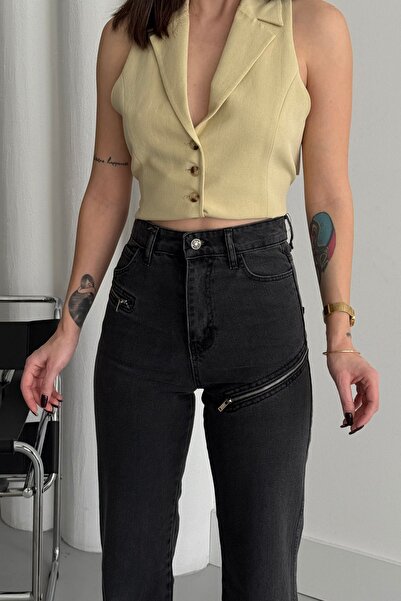 XRAY JEANS Pantaloni de damă largi cu talie înaltă Palazzo din denim negru