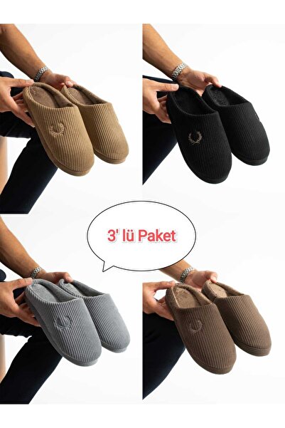 Moda Devrin Σετ με 3 αντιολισθητικές παντόφλες με κορδόνια (πλένονται)