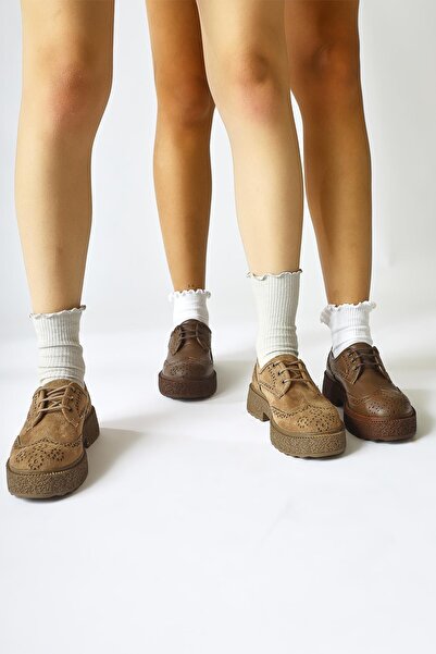 Limoya Rossy Mink Suede Oval Toe Laser Cut Women's Casual Shoes