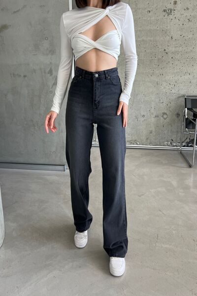 XRAY JEANS Pantaloni negri Palazzo largi cu talie înaltă de damă