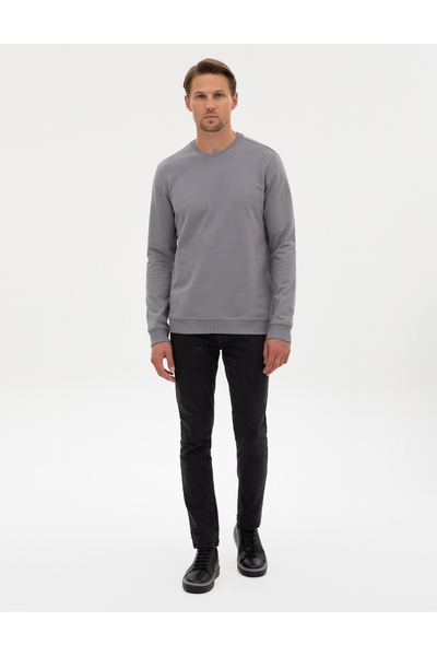 Pierre Cardin Gri 2 İplik Regular Fit Bisiklet Yaka Basic Sweatshirt 50314054-VR024
