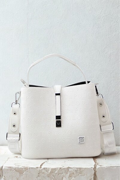 Just Polo حقيبة كتف نسائية أنيقة يومية مبطنة ومزخرفة بحزام عريض مقاس متوسط ​​23 × 18 سم