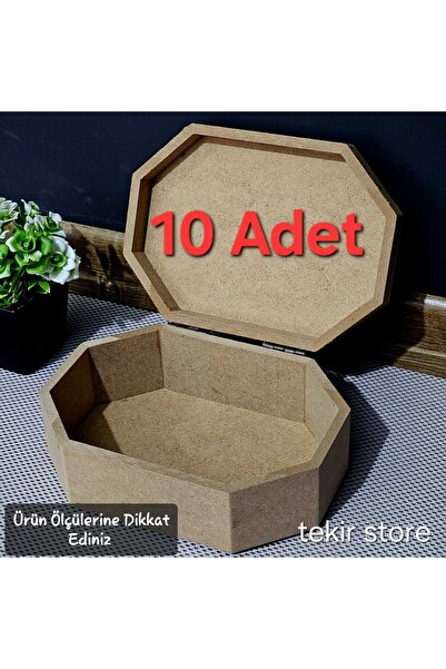 Tekir Store evinizi güzelleştirin Ahşap Sekizgen Dikdörtgen Öğrenci Kutu Çok Amaçlı Kapaklı Organizer Ham Hobi Boyama Saklama Kutusu