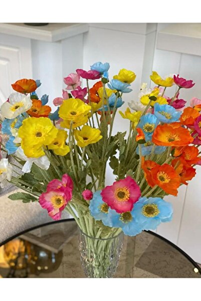 ŞA-DAL STORE Yapay Çiçek 4lü Gelincik Dalı 60 cm Beyaz