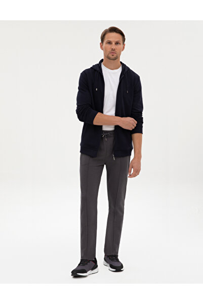 Pierre Cardin Antrasit Slim Fit Nervürlü Düz Paça Eşofman Altı 50317659-VR006