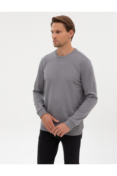 Pierre Cardin Gri 2 İplik Regular Fit Bisiklet Yaka Basic Sweatshirt 50314054-VR024