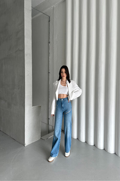 XRAY JEANS Kadın Jeans Bol Paça Palazzo Mavi Kot Pantolon