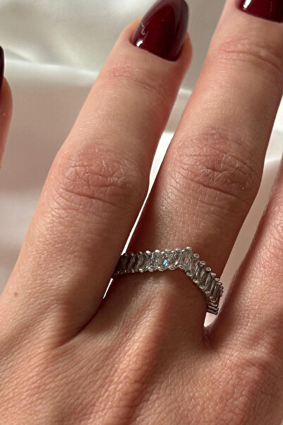 Leo'Stone Yeni Sezon V Model Baget Zirkon Taşlı Ayarlanabilir Kadın Çelik Yüzük