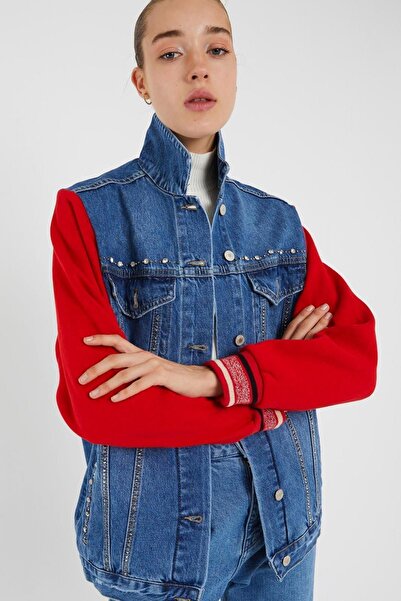 XRAY JEANS Жіночий рукав з каменем, трикотажний джинсовий піджак, червоний