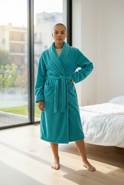 Ercahome tekstil 100% Cotton Vibrant Blue Unisex Bathrobe