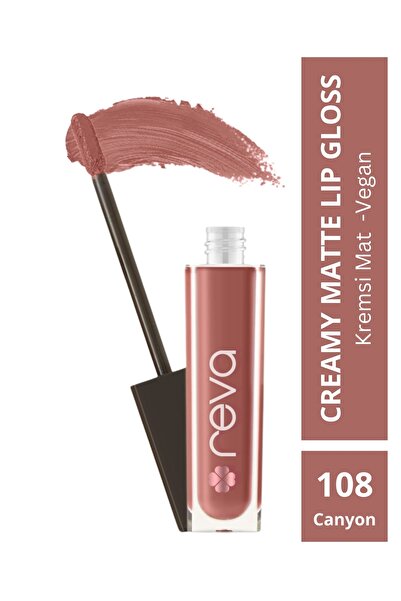 REVA Creamy Matte Lip Gloss Canyon Rose - Mat Krem Dudak Parlatıcısı - No:108 - Vegan & Temiz Içerik