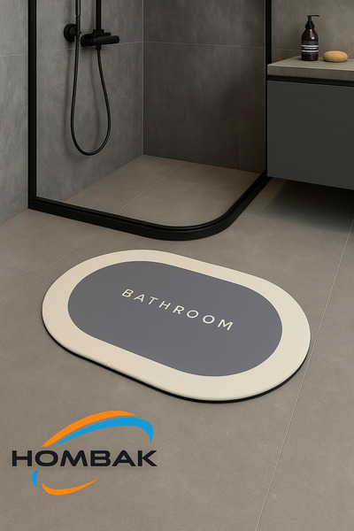 Hombak Krem Oval Sihirli Su Emici Banyo Paspası Kaymaz Tabanlı Abdest Paspası...