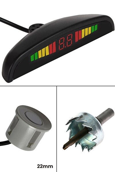 Nicevia مستشعر ركن السيارة مع شاشة رقمية وصوت - عين رمادية 22 مم، تحذير صوتي