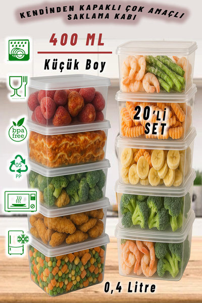 Ezupack 0,4 LT 20 Adet Kendinden Kapaklı Mikrodalga Difriz Derin Dondurucu Bu...