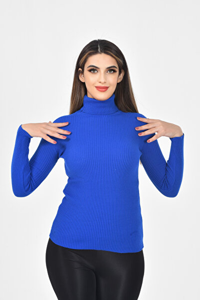 Cloudy Kids Pulover de damă din tricot cu gât cu nervuri