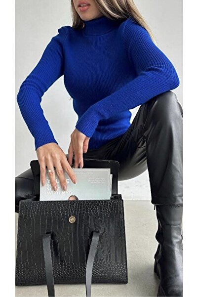 Cloudy Kids Pulover de damă din tricot cu gât cu nervuri