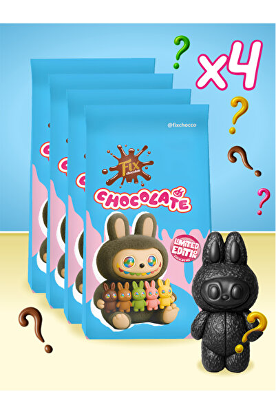 Fix 4 Adet Orijinal Labubu Çikolata Tavşan Figürlü Dolgulu Sürpriz Tat Çikola...