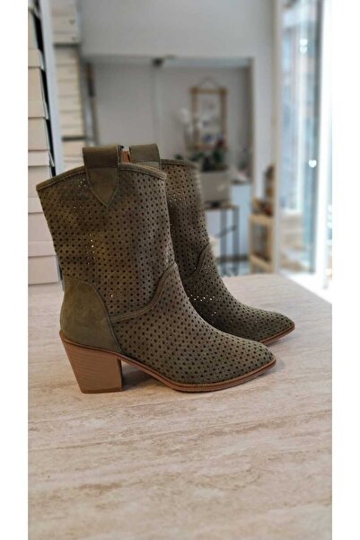 POTEEN Καλοκαιρινές κοντές μπότες με πράσινο τακούνι Ptc Handy Western Cowboy Mint