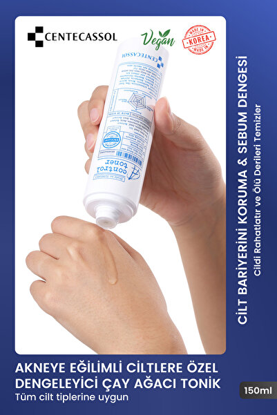 centecassol Akne Ve Komedon Karşıtı, Bariyer Onarıcı, Sebum Dengeleyici, Yatıştırıcı Çay Ağacı Özlü Vegan Tonik