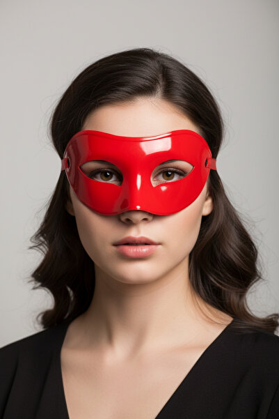 ReilaParty Kırmızı Plastik Masquerade Balo Parti Maskesi Düz Renk