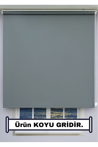 ESDEH Kalın Keten Düz Zebra Stor Güneşlik Perde (ANTRASİT-KOYU GRİ) – Alüminyum Kasa & Boru, Ithal Kumaş