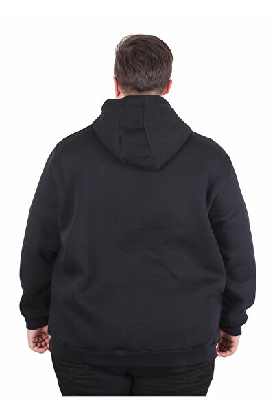MocGrande Чоловічий базовий светр з капюшоном великого розміру 11700 ЧОРНИЙ