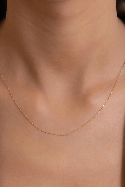 Ames Gold 14 Ayar Altın İnce Aynalı Zincir Kolye