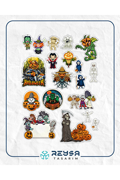 Reysa Tasarım مجموعة ملصقات الهالوين مكونة من 6 قطع مكونة من 24 قطعة للهاتف و...