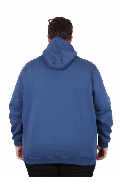 MocGrande Plus Size Men's Basic Sweat Hooded 11700 INDIGO