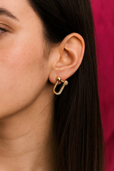 shop أقراط نسائية من الفولاذ المقاوم للصدأ مصنوعة من حجر الزركون الذهبي موديل...