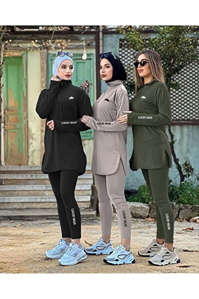 MİMİ Luxury Wear Siyah Kadın Fermuarlı Dalgıç Kumaş Standart Kalıp Jogger Eşofman Takımı
