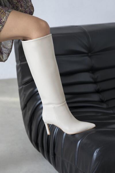 STRASWANS Nadia Women's Wrinkled Leather Boots Beige