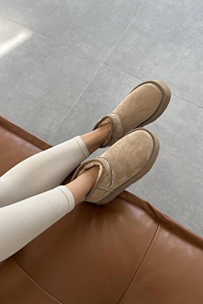 STRASWANS Salvador Women's Furry Thick Sole Suede Ankle Boots Mink