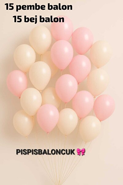 BalonEvi Pembe ve Bej Balon Seti 30 adet Parti Süsleme doğum günü