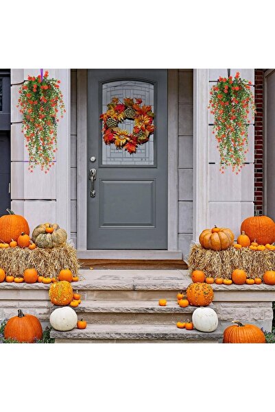 UV Asma Tipi Askı Tipi Kırmızı - Simüle Çiçek Üç Adet Paketi Bahçe Dekorasyonu