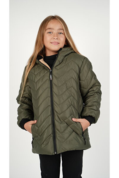 DUBLİNO KİDS Palton cu glugă pentru fete ZİKZAKLI, rezistent la apă și vânt, ...