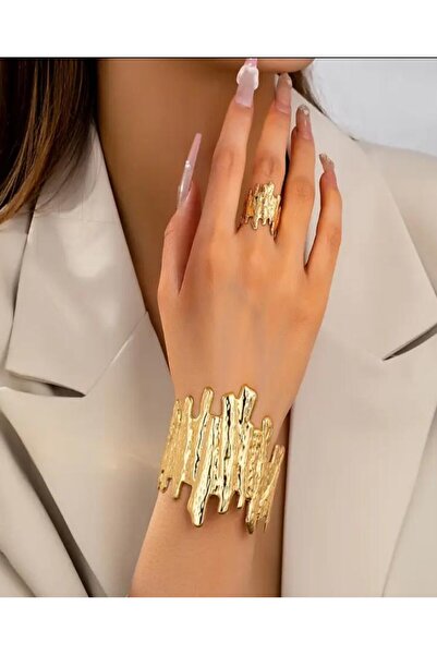 KANERUZ Set of 2 Stylish Tree Branch Design Ring Bracelet Set