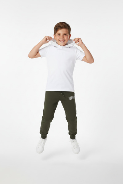 zepkids Αγόρια αθλητική φόρμα μονό πάτο με εμπριμέ κορδόνια χακί χρώματος