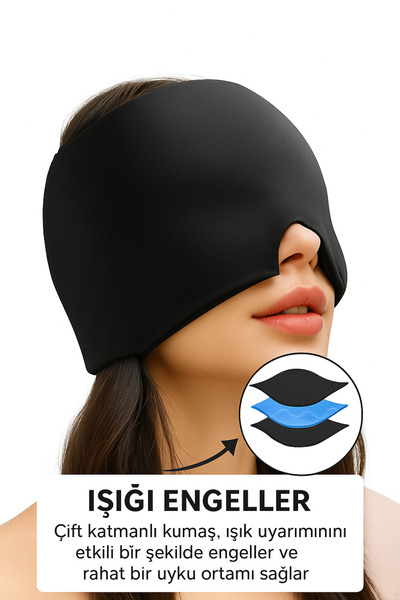 SEVENHİLLS Mıgren Ve Buz Başlığı, Baş Ağrısı Giderici Termal Sargı,stres Giderici Soğuk Kompres Şapka(SİYAH)