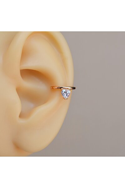 Heppii Rose Gold Renk Tektaş Earcuff Sıkıştırma Kıkırdak Küpesi Delik Gerekti...